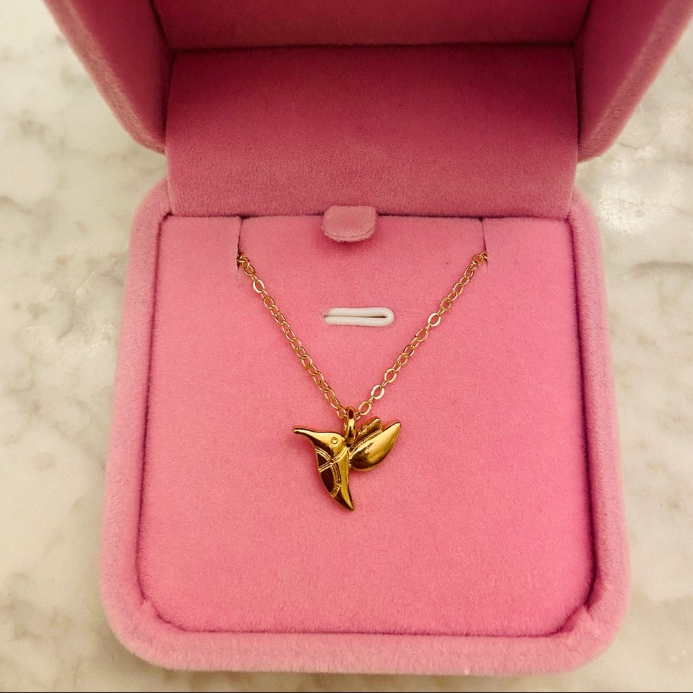 Gold Plated Humming Bird Pendant Chain Necklace